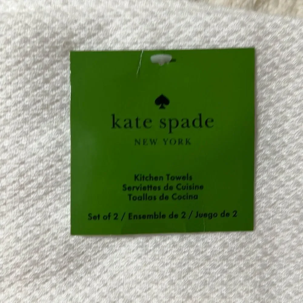 kate spade Cocktail Glass Ice Bubbles Orange Peel White Cotton Kitchen Towels